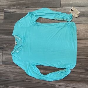 NWT Womens Aqua Democracy Long Sleeve Top